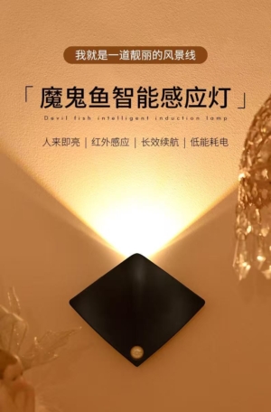001 魔鬼魚人體感應,充電式智能創意造型燈